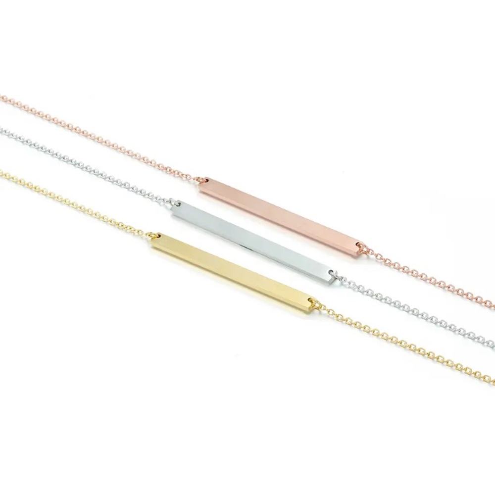 ⚜️[𝟯/$𝟮𝟴]⚜️Silver Bar Dainty Stainless Steel Necklace NEW - Picture 4 of 9